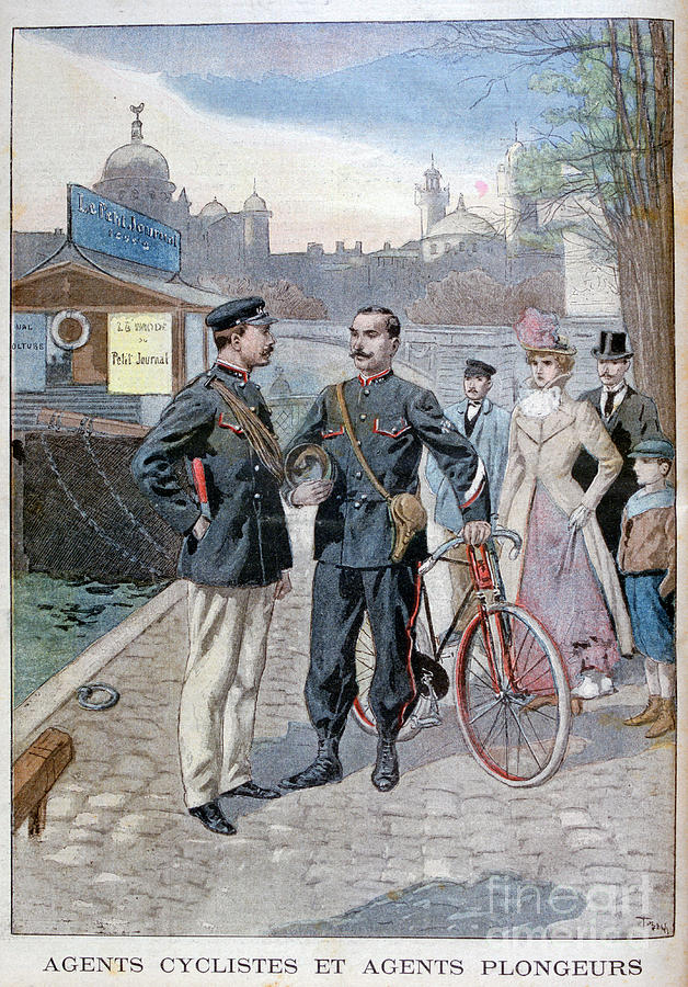A Cycle And Water Police Officer Drawing by Print Collector