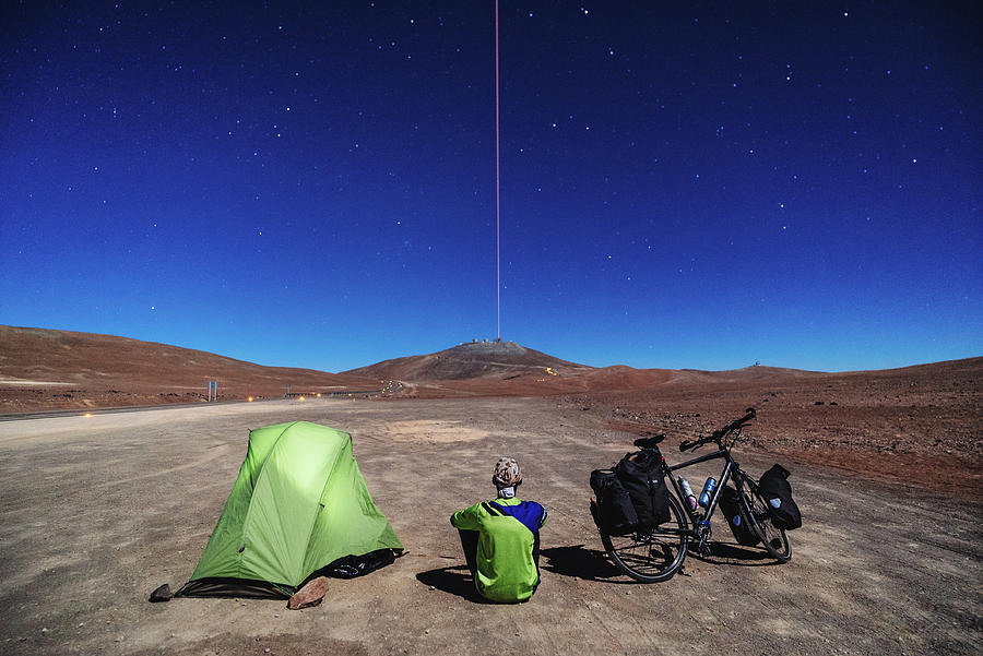 A cyclist camping near Paranal Observatory in Atacama Desert, Chile Photograph by Kamran Ali