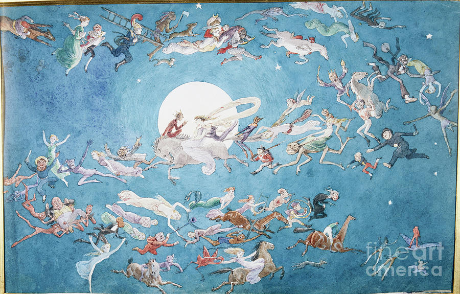 A Dance Round The Moon Drawing by Charles Altamont Doyle