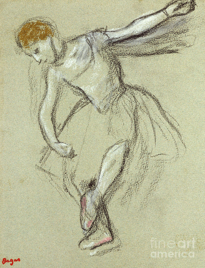 A Dancer in Profile Pastel by Edgar Degas