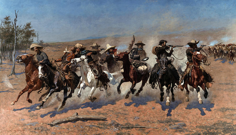 Frederic Remington Painting - A Dash for the Timber by Frederic Sackrider Remington