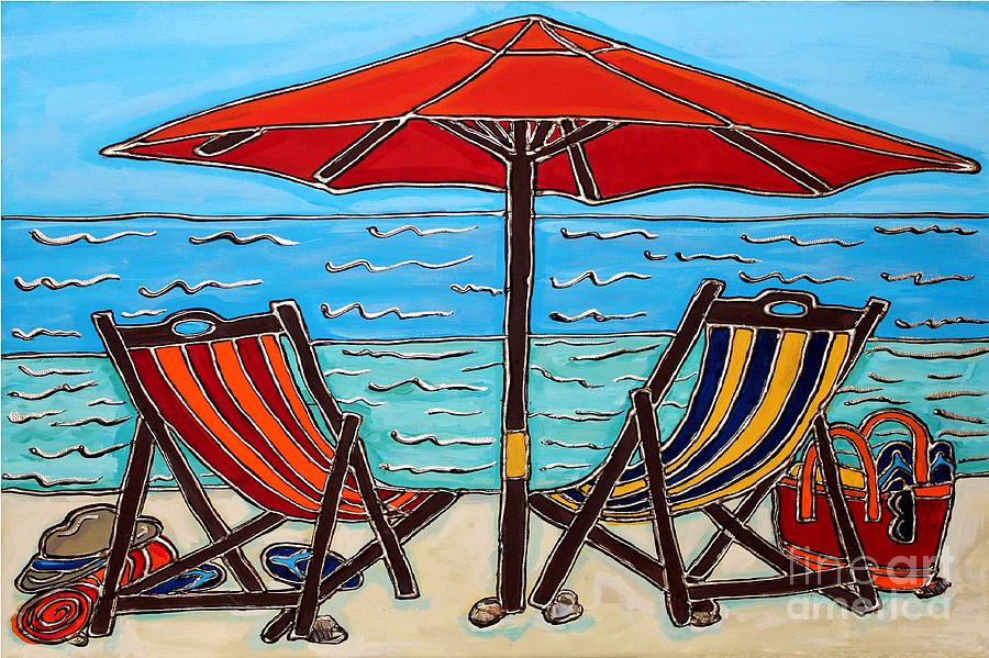 A Day at the Beach Painting by Cynthia Snyder