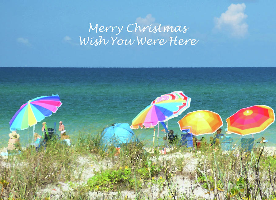 Beach Christmas Card Mixed Media by Sharon Williams Eng