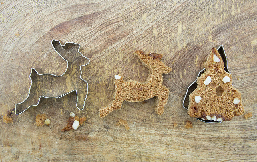 A Deer And A Christmas Tree Cut Out Of Honey Cake Photograph by Martina Schindler