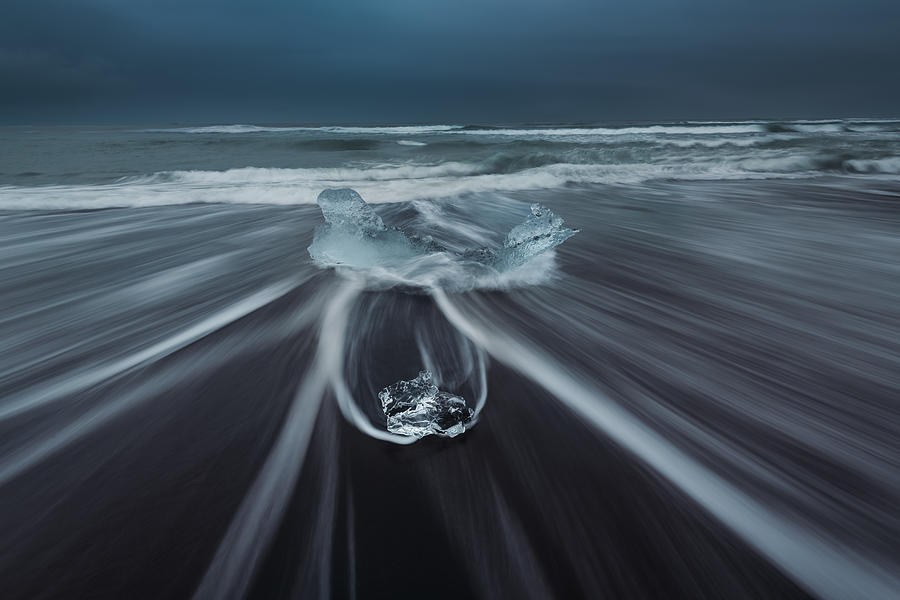 A Diamond Ice On The Tiding Beach Photograph by Sunny Ding