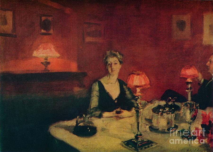 A Dinner Table At Night Drawing by Print Collector