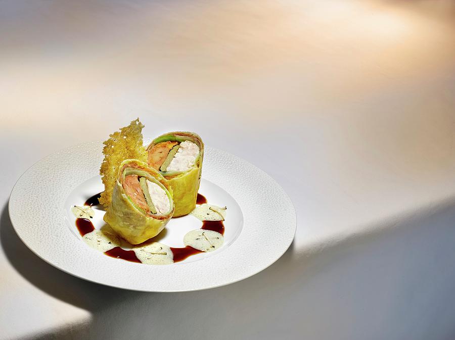 A Dish By Eckart Witzigmann: Veal Sweetbread Rolls With A Champagne Sauce Photograph by Jalag / Jan C. Brettschneider