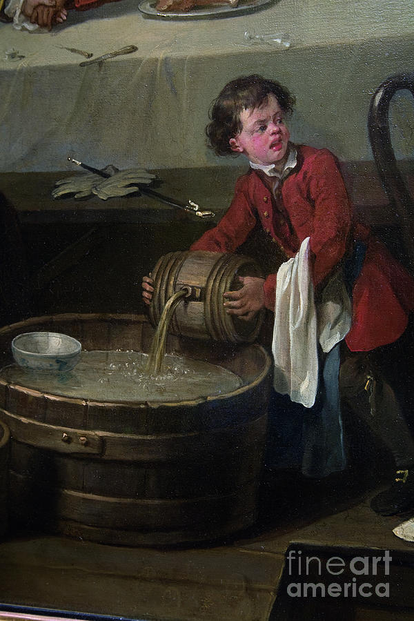 A Distracted Scullion Pours A Cask Of Brandy Onto A Half-barrel Of Filthy Slops, Detail From An Election, Scene I, An Election Entertainment, 1744-45 Painting by William Hogarth