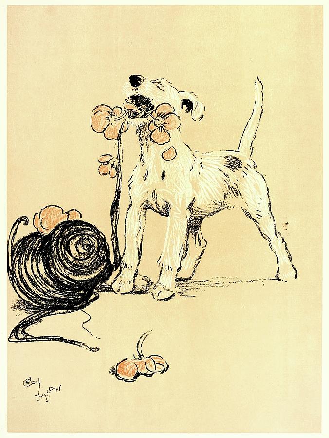 Flower Painting - A Dog Day Pl 24 by Cecil Charles Windsor Aldin