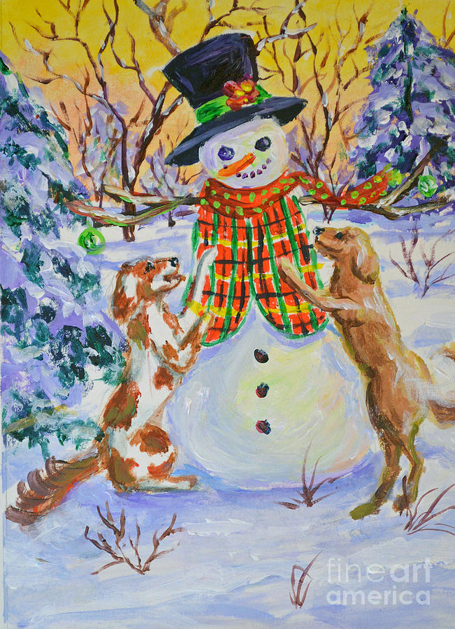 A Doggies Christmas Painting by Li Newton
