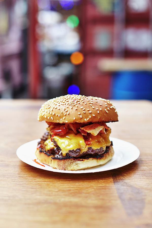 A Double Cheeseburger With Bacon Photograph by Tim Atkins Photography