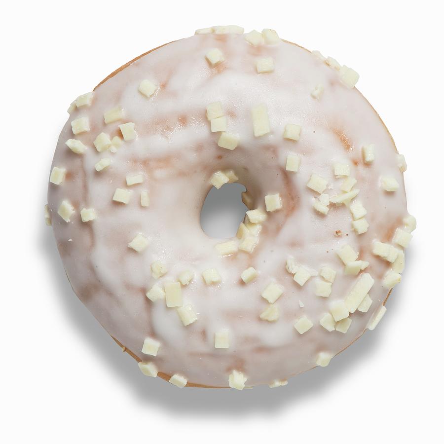 A Doughnut With White Chocolate Glaze And White Chocolate Pieces Photograph by Laurange