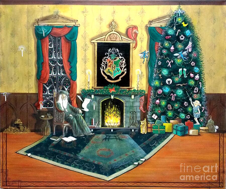 Harry Potter Painting - A Dumbledore Christmas by John Lyes
