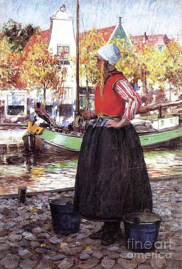 A Dutch Girl Painting by George Hitchcock