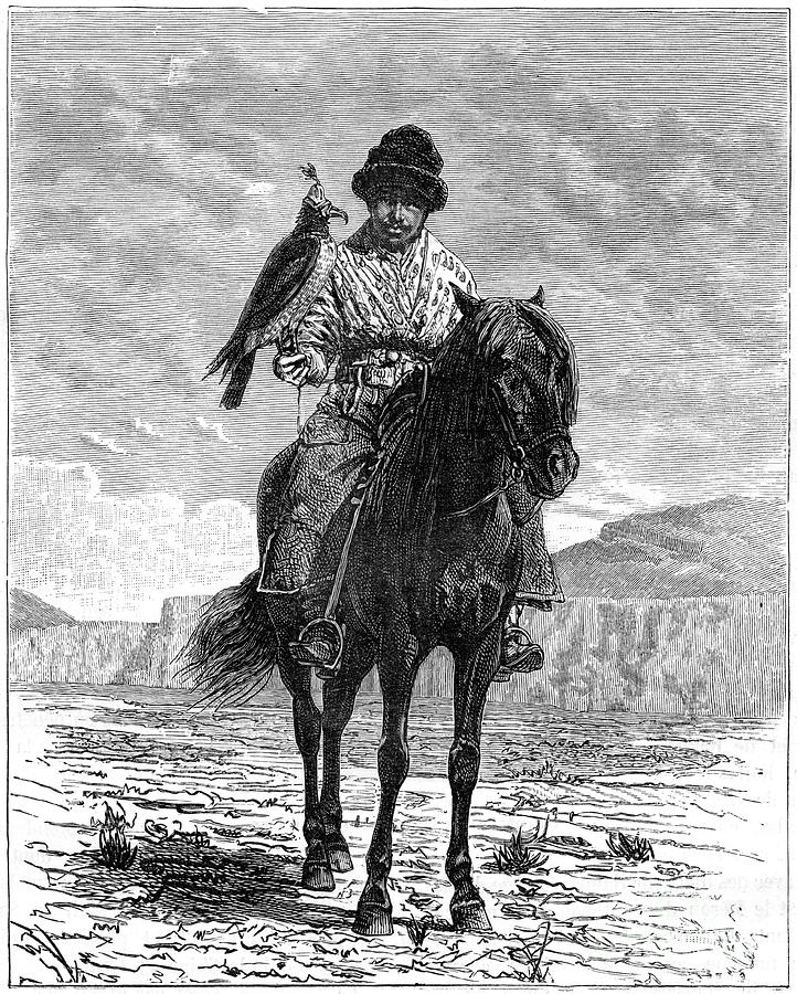 A Falconer, Turkestan, 19th Drawing by Print Collector A Falconer, Turkestan, 19th Drawing by Print Collector