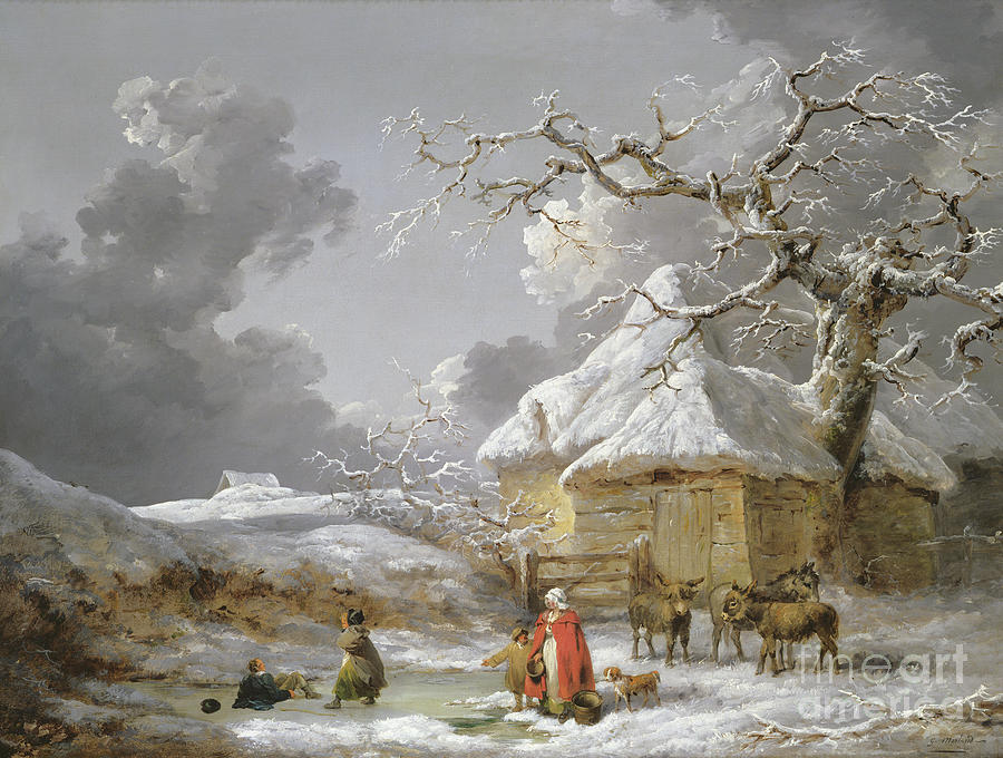 A Fall On The Ice Painting by George Morland