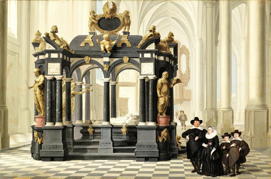 Dirck Van Delen Painting - A Family beside the Tomb of Prince William i in the Nieuwe Kerk, Delft - Digital Remastered Edition by Dirck van Delen