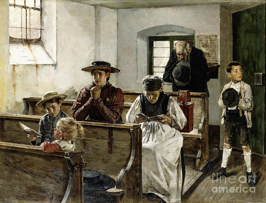 A Family In Prayer Painting by Joseph Molitor Von Muhlfeld - Pixels