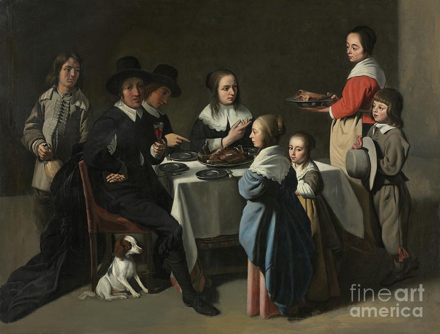 A Family Meal Drawing by Heritage Images
