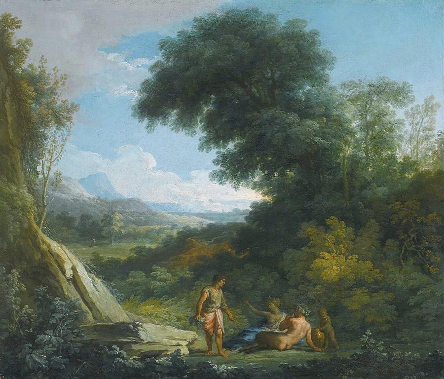 A Faun And A Nymph Reclining In A Landscape Painting by Andrea ...