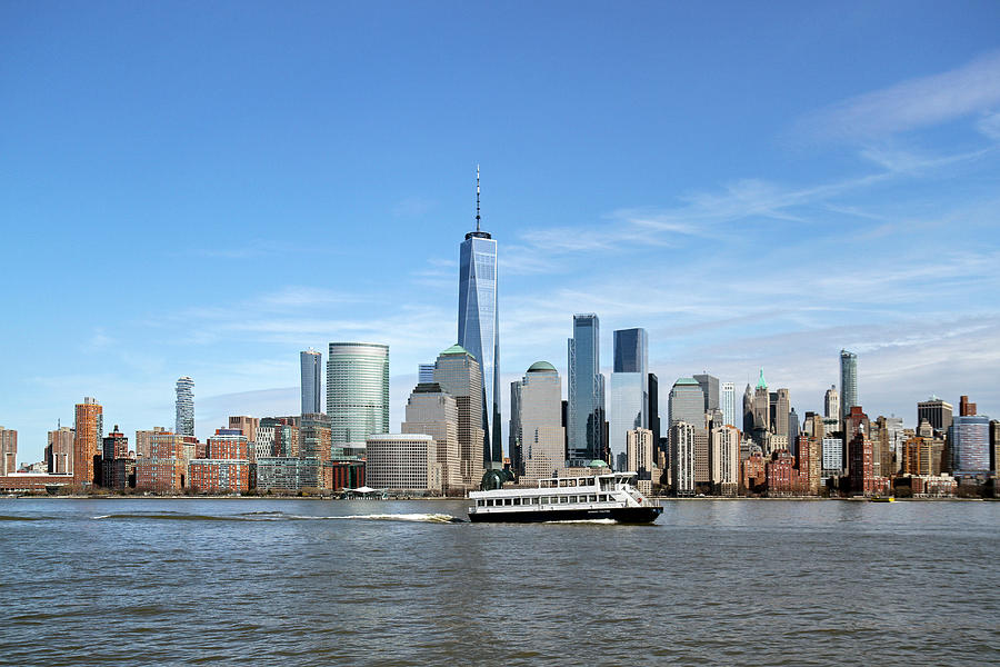 A Ferry On The Hudson River Passes Photograph by Susan Pease - Fine Art ...