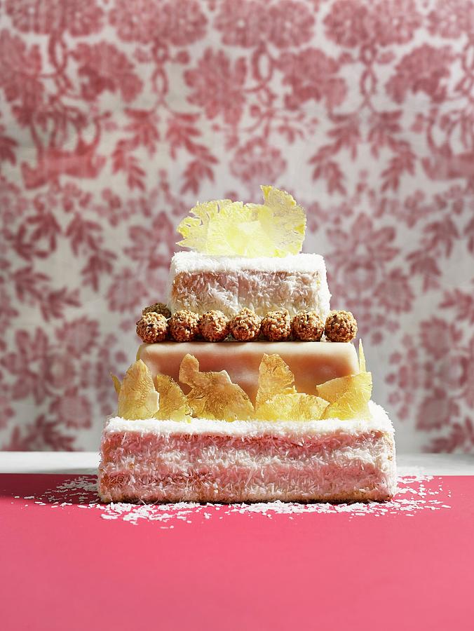 A Festive Three-tier Pineapple Cake Photograph by Luzia Ellert