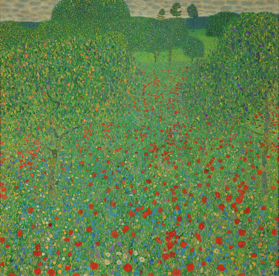 A field of poppies. Oil on canvas. Painting by Gustav Klimt -1862-1918- A field of poppies. Oil on canvas. Painting by Gustav Klimt -1862-1918-