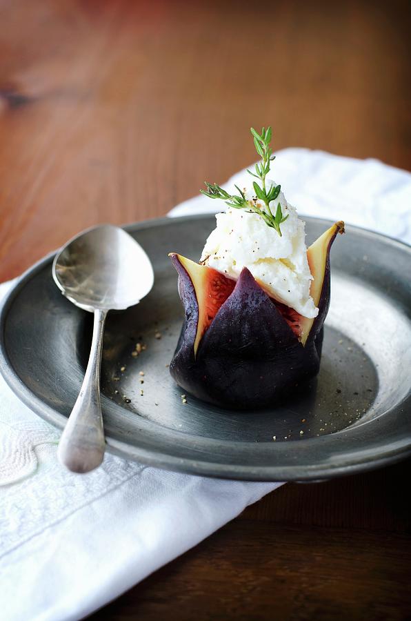 A Fig With Goats Cheese And Thyme Photograph by Jamie Watson