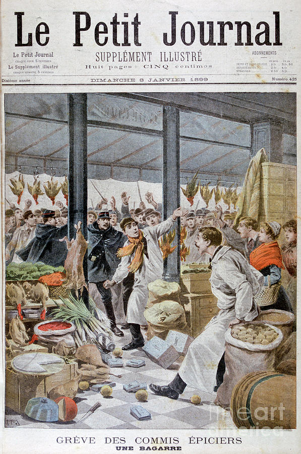 A Fight During The Grocers Strike Drawing by Print Collector