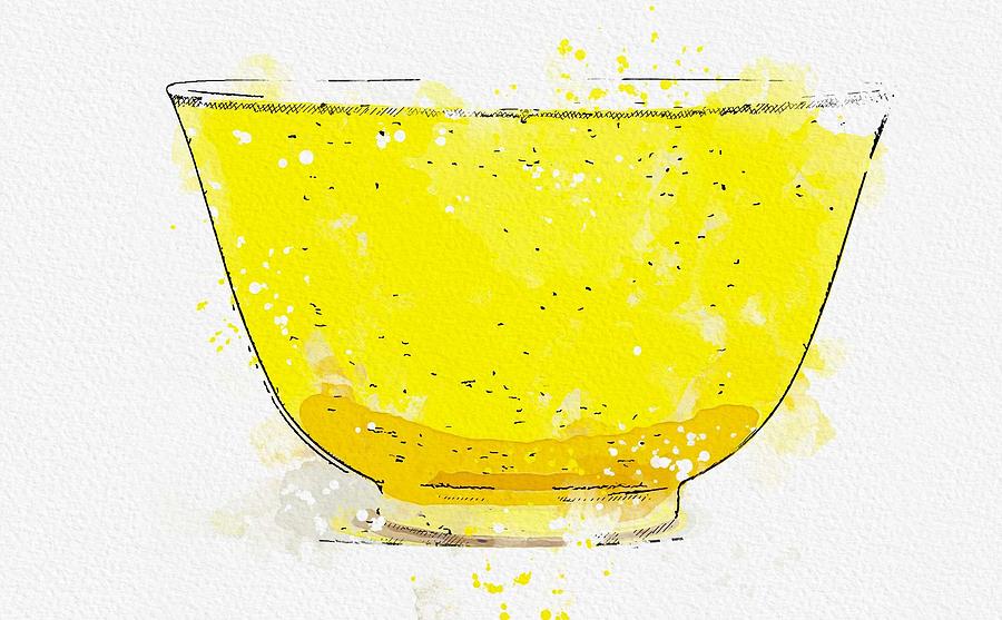 A FINE LEMON-YELLOW GLAZED CUP watercolor by Ahmet Asar Painting by Celestial Images