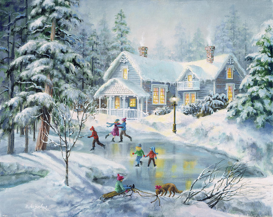 Winter Painting - A Fine Winters Eve by Nicky Boehme