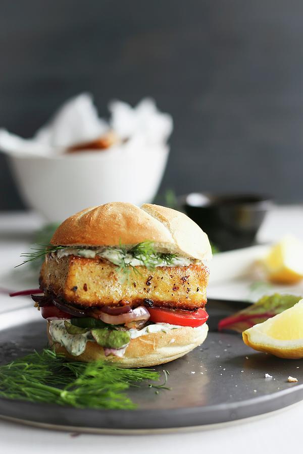 A Fish Burger With Dill Photograph by Eva Lambooij