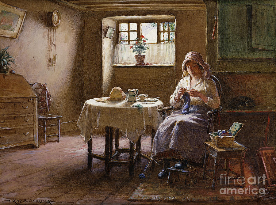 A Fishermans Wife - Fifeshire Interior Painting by William Kay Blacklock