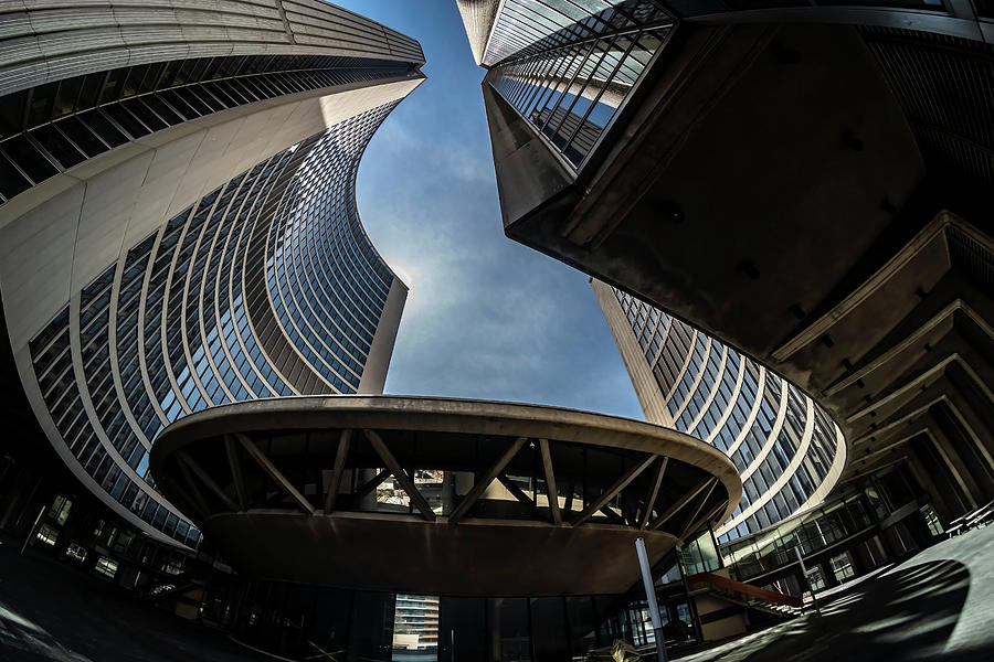 A fisheye view of the Toronto City Hall building Photograph by Sven Brogren