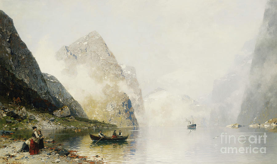 A Fjord Scene Painting by Georg Anton Rasmussen - Fine Art America