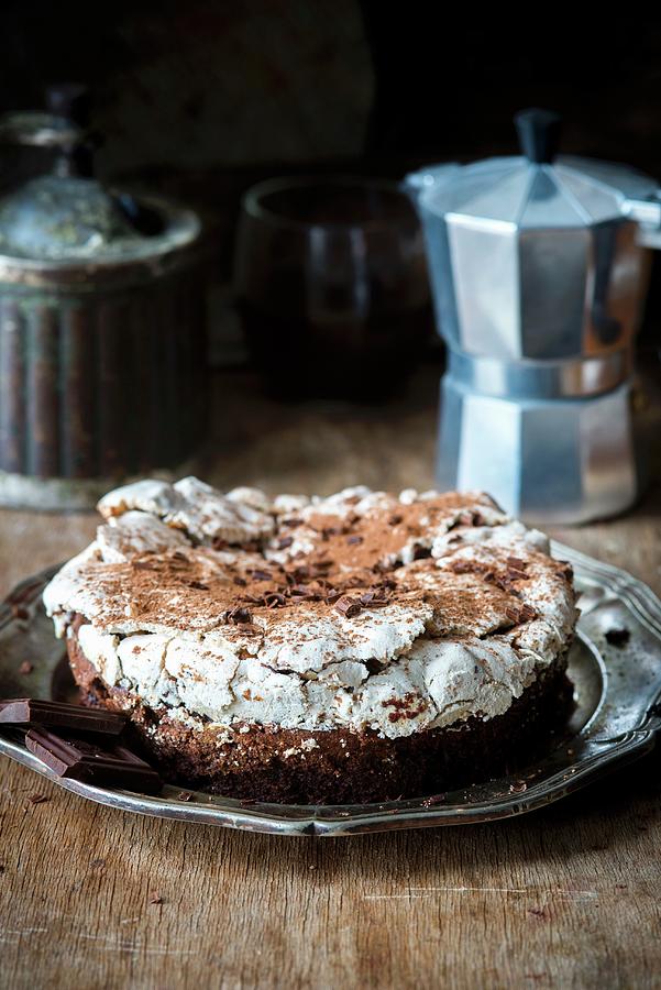 A Flourless Chocolate Cake Topped With A Nut Meringue Photograph by Irina Meliukh