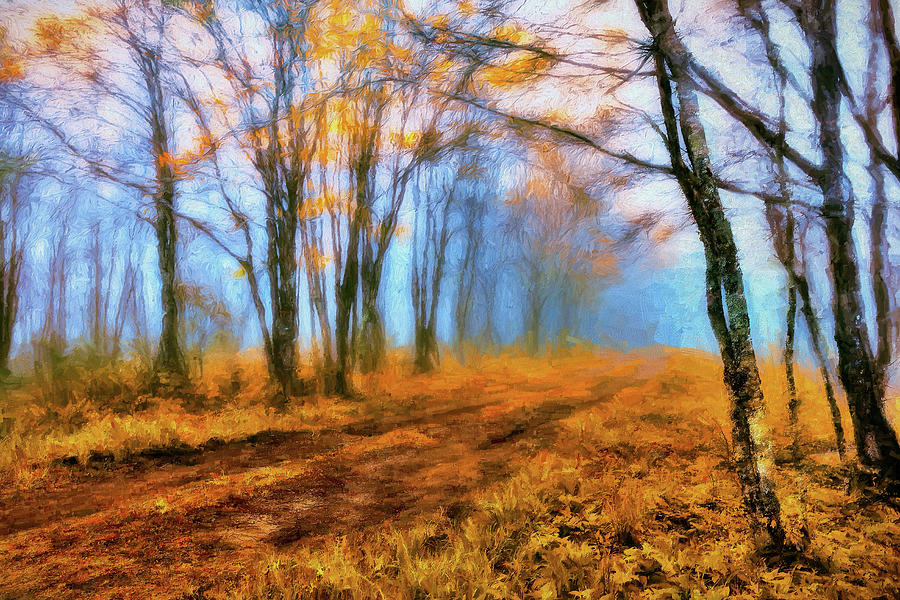 A Foggy Autumn Blue Ridge Morning AP Painting by Dan Carmichael