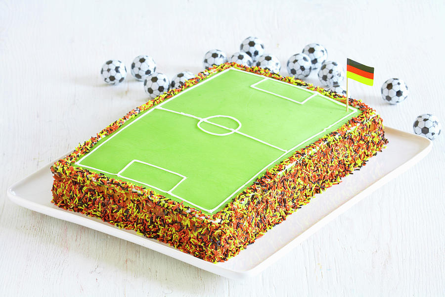 A Football Pitch Cake With Sugar Sprinkles Photograph by Sven C. Raben