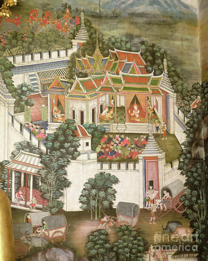 Architecture Painting - A Fortified Palace by Thai School