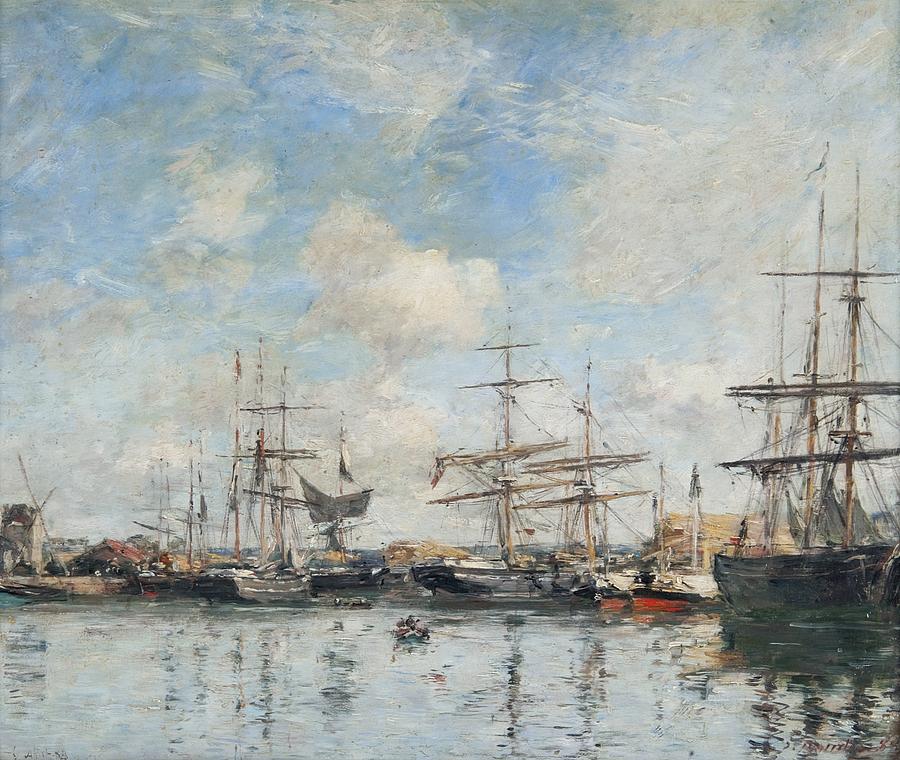 Eugene Boudin Painting - A French Harbour, 1888 by Eugene Boudin