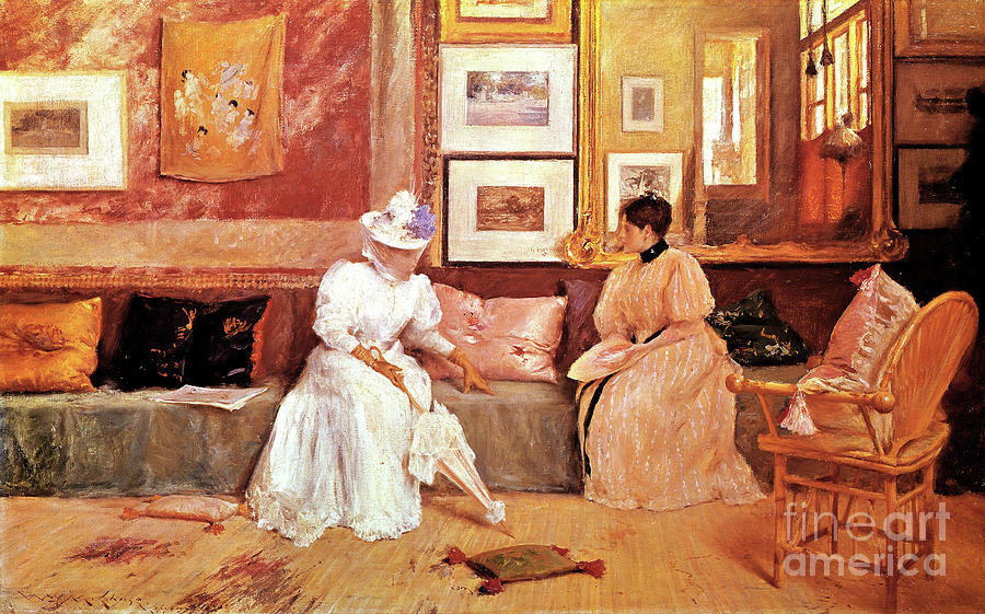 A Friendly Call, 1895. Artist William Drawing by Print Collector