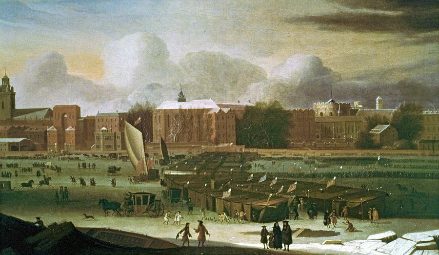 A Frost Fair on the Thames at Temple Stairs, 1684, Oil on canvas. A. HONDIUS . Painting by Abraham Hondius -1625-c 1691-