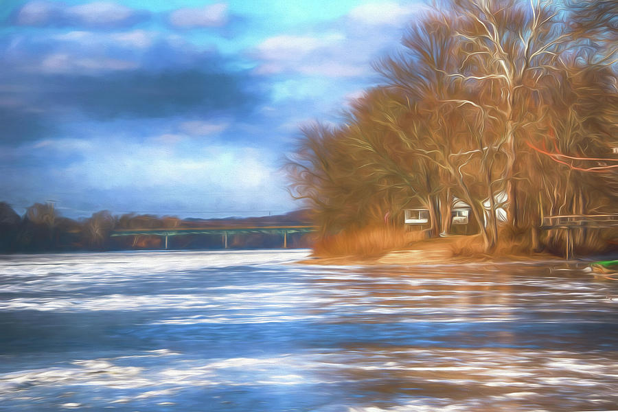 A frozen Delaware River Photograph by Alan Goldberg