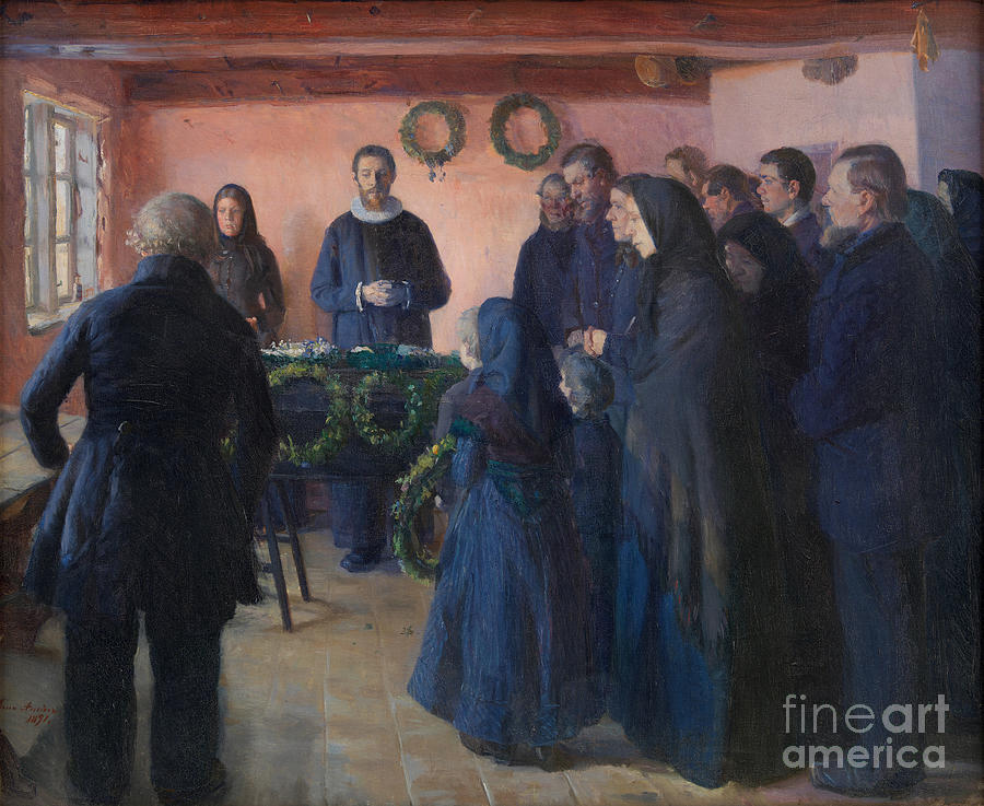 A Funeral, 1891. Artist Ancher, Anna Drawing by Heritage Images