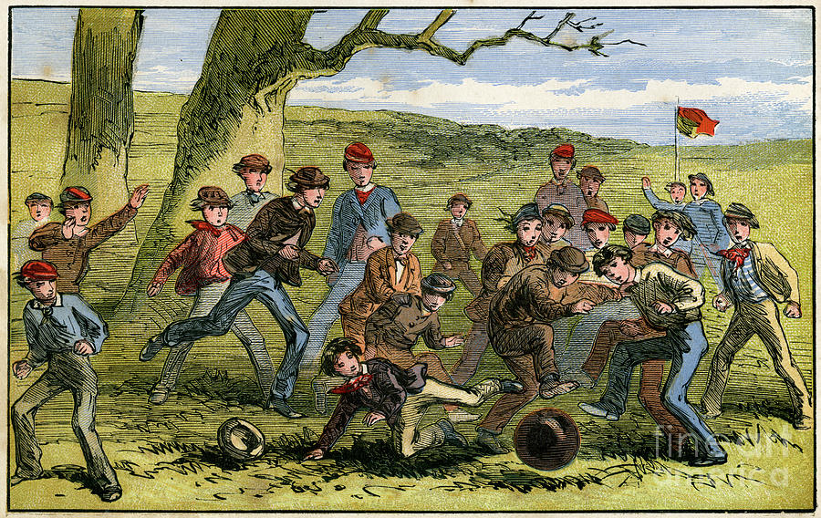 A Game Of Football, 19th Century Drawing by Print Collector