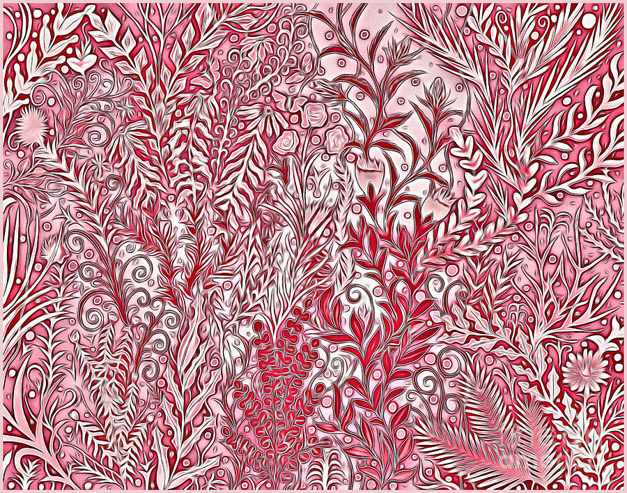 A Garden Painting in Pink and Red Painting by Lise Winne