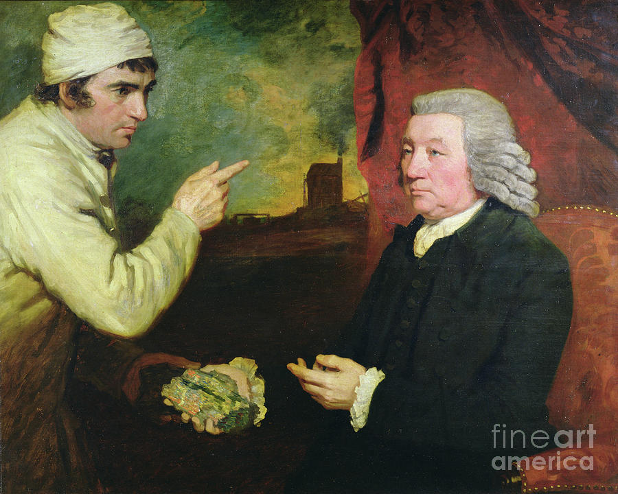 Cornish Painting - A Gentleman And A Miner With A Specimen Of Copper Ore by John Opie