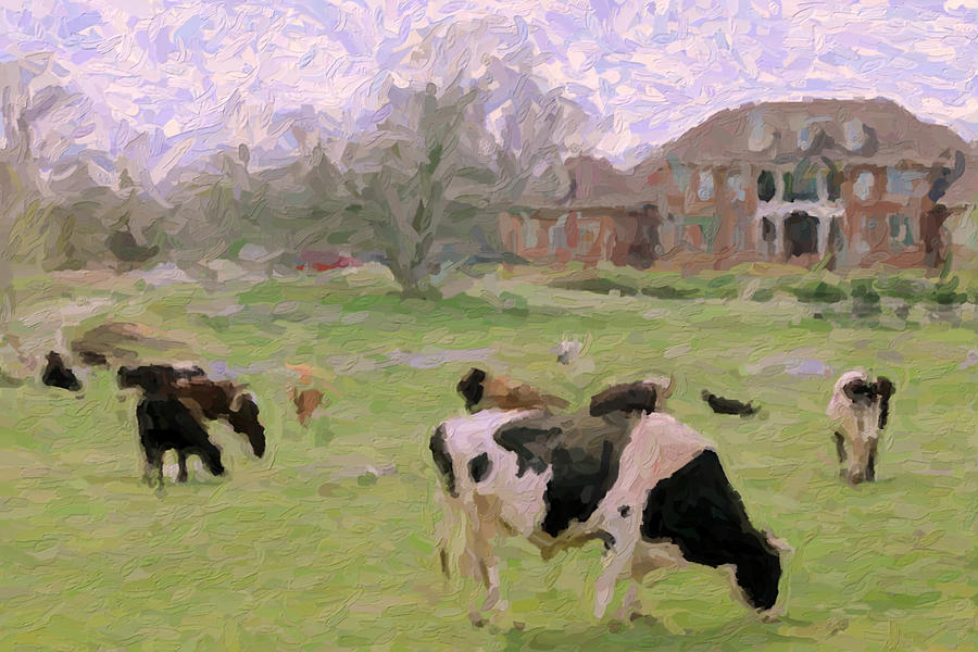 Cows Grazing Digital Art - A Gentleman Farmer by David Zimmerman