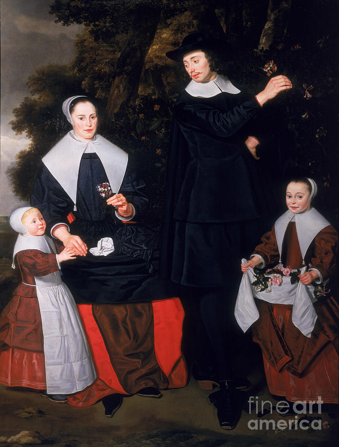 A Gentleman With His Wife And Two Children Painting by Hendrick Ten Oever