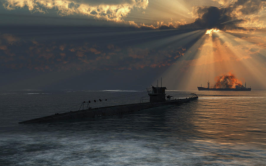 A German U-boat Attacking An Allied Photograph by Mark Stevenson